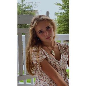 Pink and white floral dress